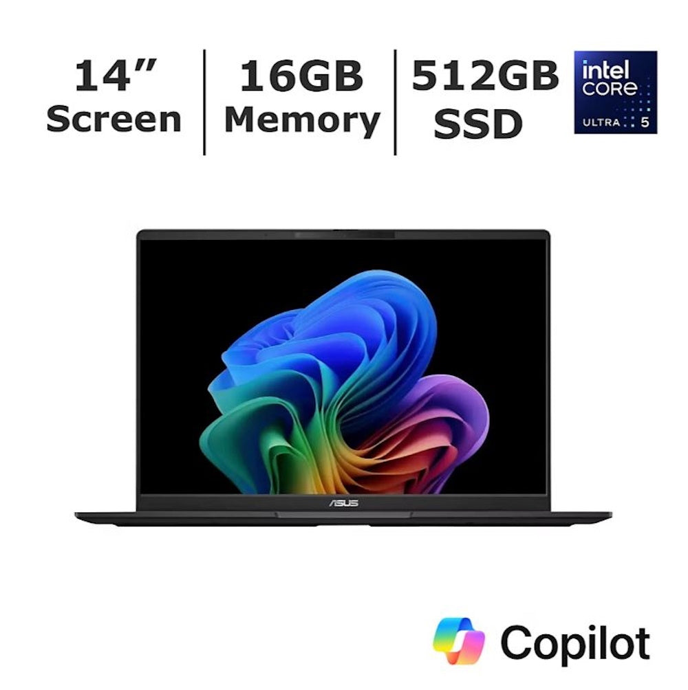 Asus Vivobook S 14" Laptop, Intel Core Ultra 5 Processor, 16GB/ 512GB SSD, Microsoft Copilot+ Q423SA-U5512