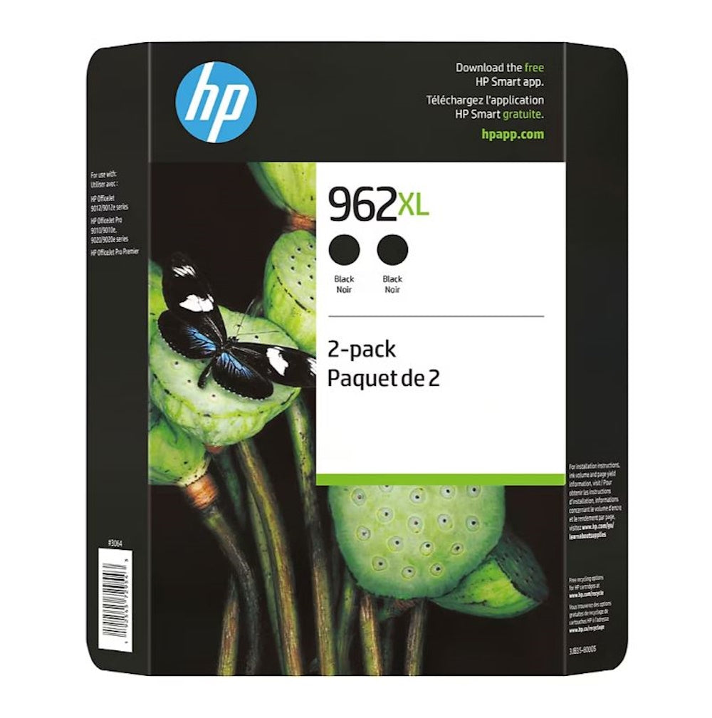 HP 962XL 2 pk. High-Yield Ink Cartridge Black Instant Ink Eligible 3JB35BN