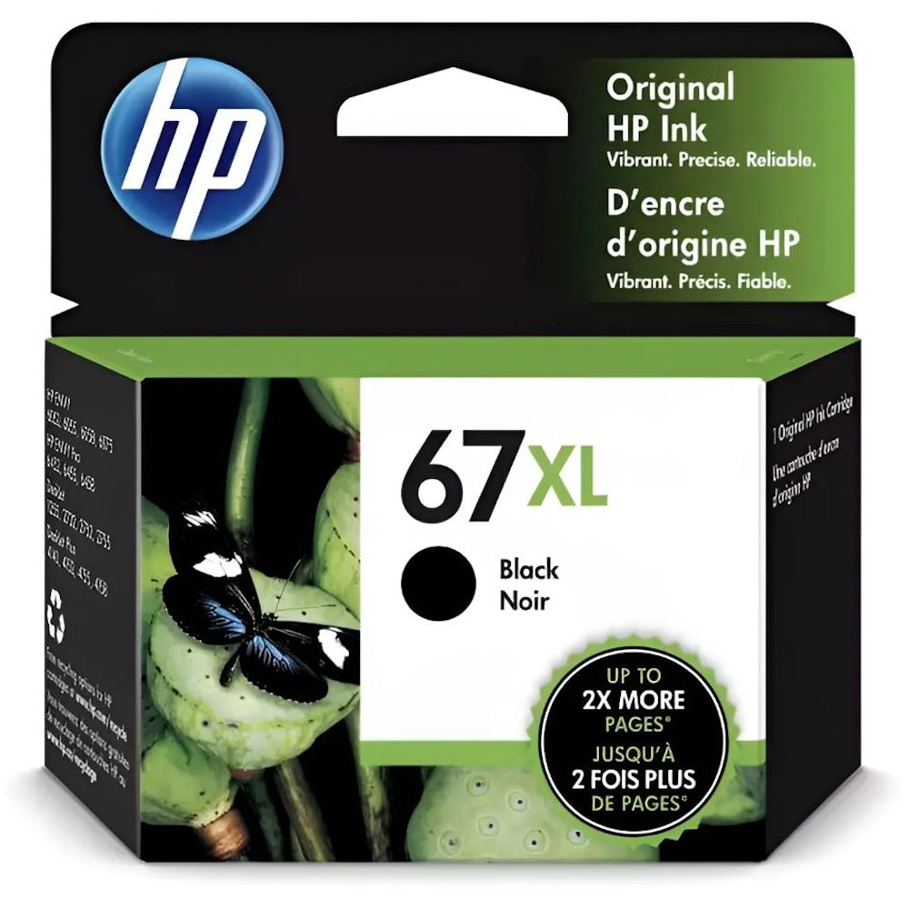HP 67XL Black and Tri-Color (Yellow, Cyan, Magenta) Ink Cartridges Combo 3YP31BN