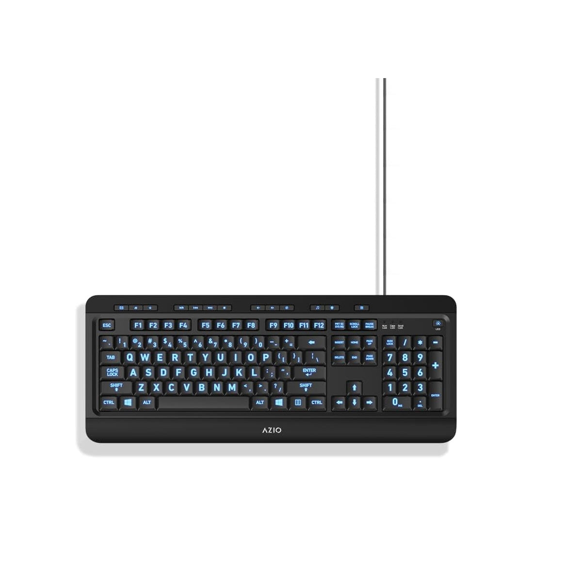 AZIO - KB505U Wired Full-size Wired Membrane with Back Lighting Keyboard - Black