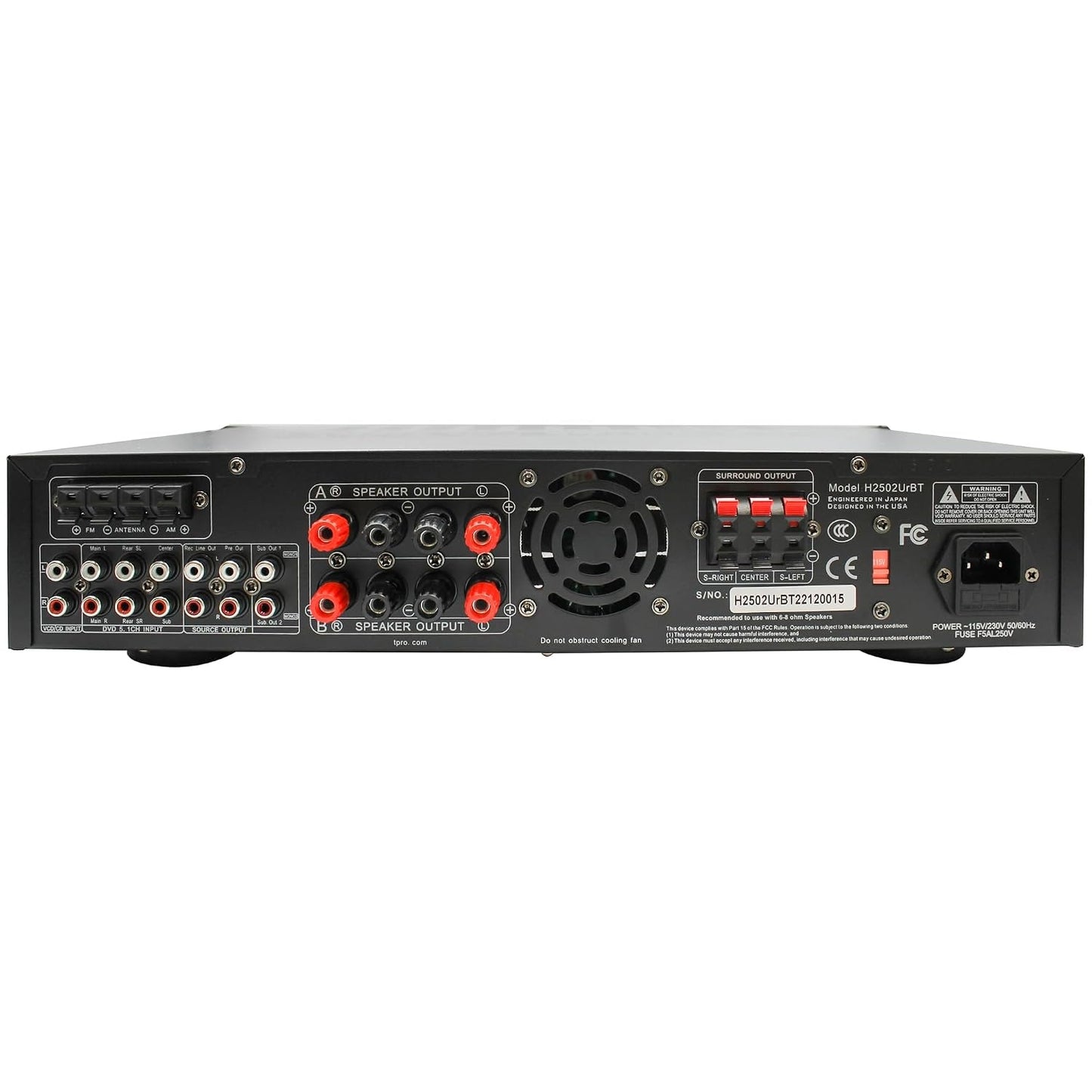 Technical Pro 2500 Watts Digital Hybrid Amplifier, Preamp/Tuner with USB and SD Inputs H2502URBT