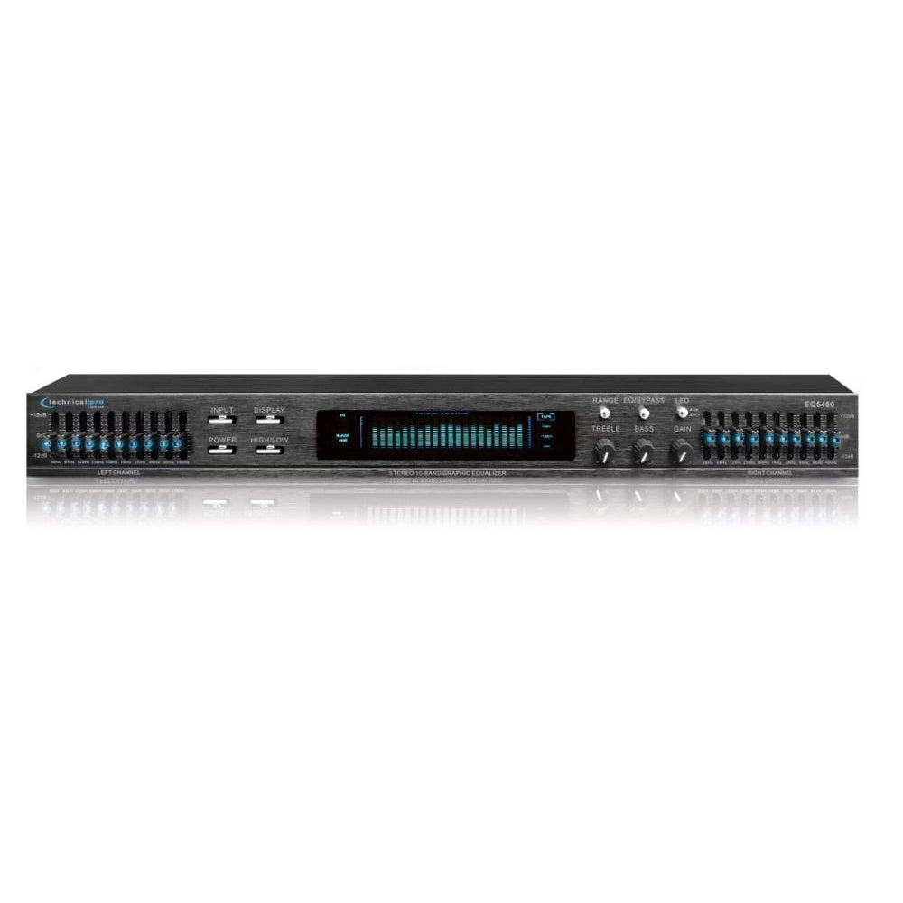 Technical Pro EQ5400 Professional Dual 10-Band Graphic Equalizer with LED Indicators, RCA Inputs & Rack Mount