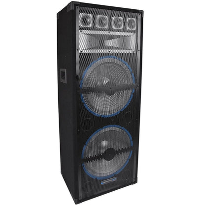 Technical Pro VRTX215 Double 15" 360W RMS, 1800W Peak Power, 2-Way Carpeted Cabinet Speaker with Steel Grill
