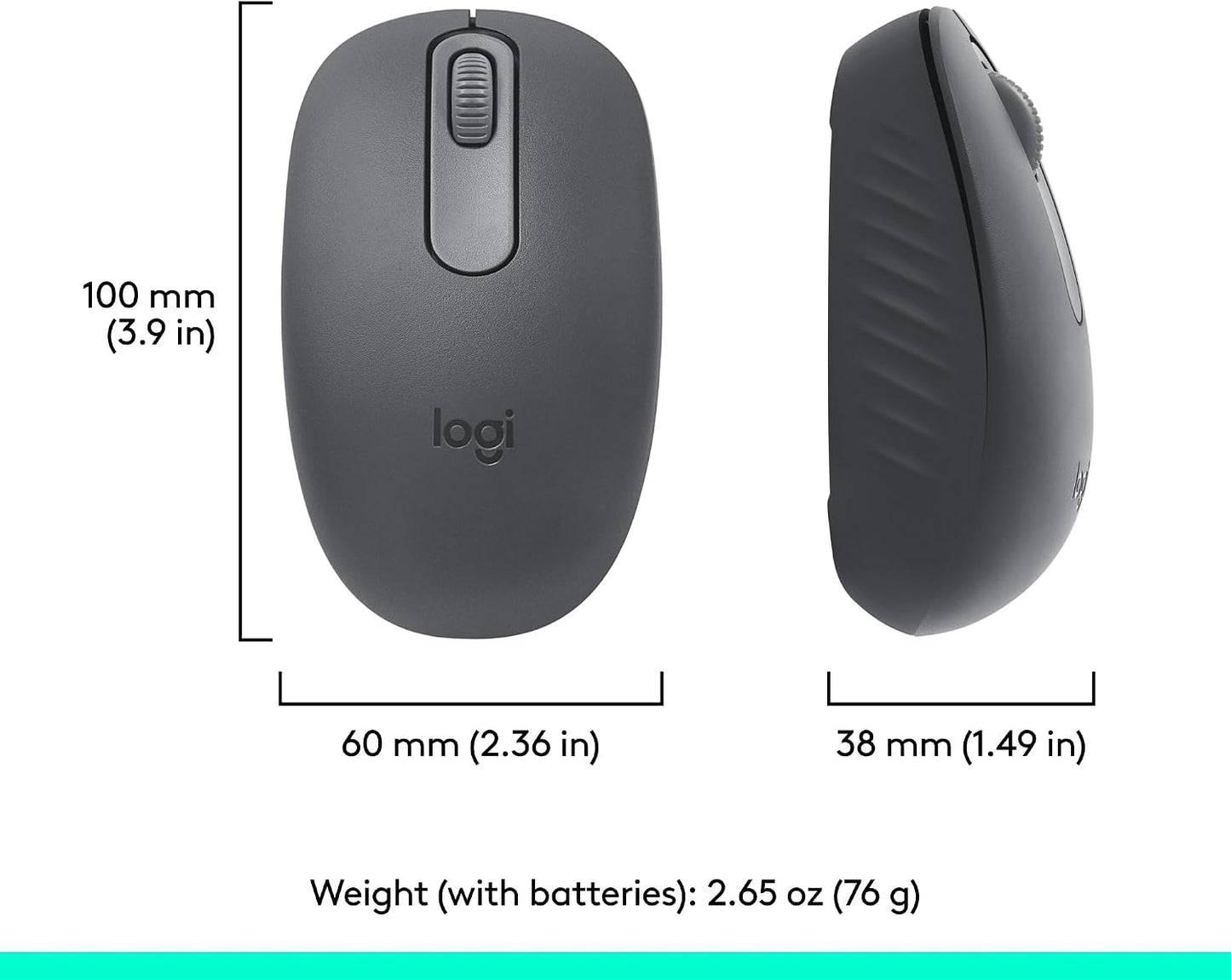 Logitech M196 Compact Ambidextrous Bluetooth Wireless Mouse - Graphite 910-007437