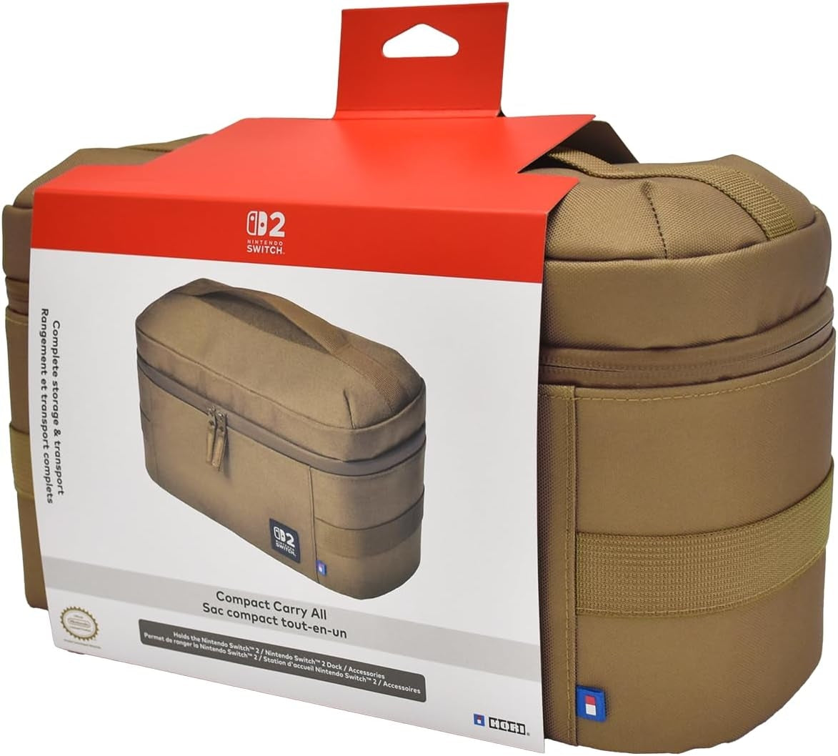 Hori Compact Carry All (Sand) Carrying Case for Nintendo Switch 2 - Officially Licensed by Nintendo