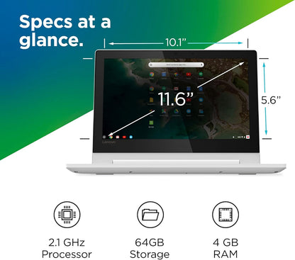 Lenovo Chromebook Flex 3 11" Laptop 11.6" HD IPS Display 4G/ 64 GB eMMC Chrome OS 82HG0006US, Blizzard White