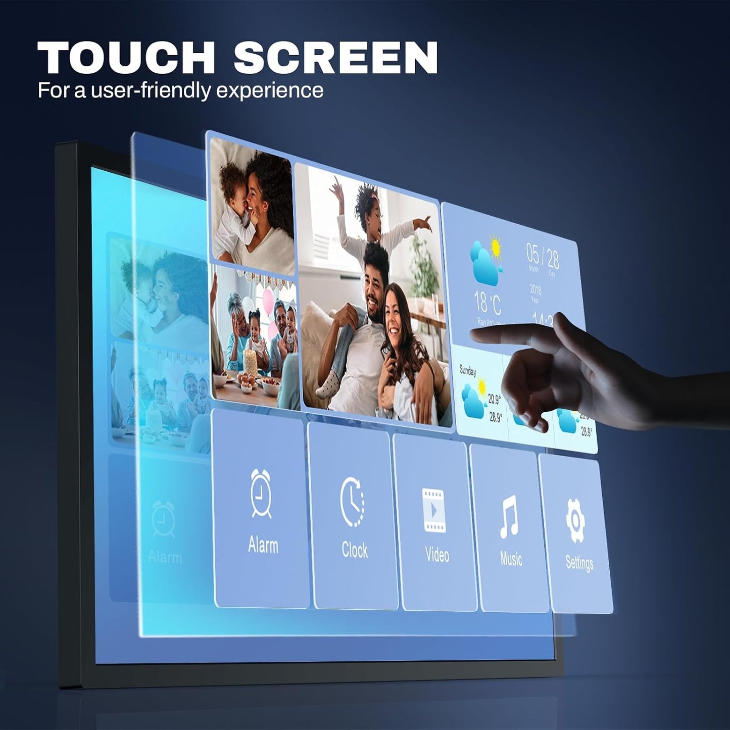 ARKTRONIC 15.6" Wi-Fi Digital Picture Frame 32GB HD IPS Touch Screen W16C-BA