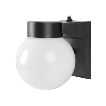 Sunset Exterior Wall Sconce 7-3/8" Photo Cell, 9W White Acrylic Globe, Black Wall-mount F9939-31