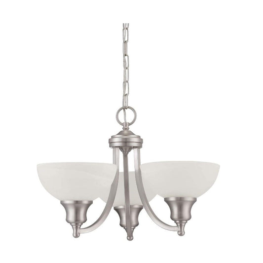 Sunset Lighting F5453-53 Alton 3-Light Chandelier, Faux Alabaster Glass Dimmable with Satin Nickel Finish