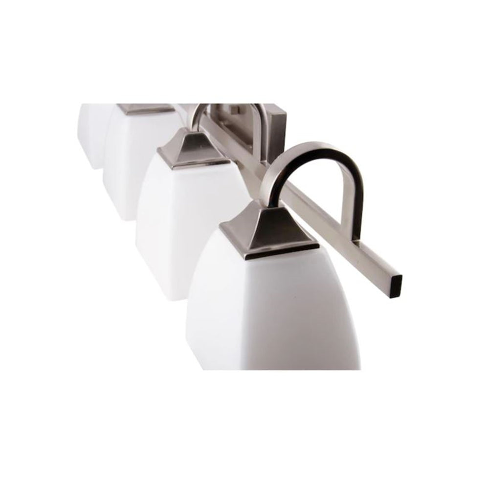 Sunset Lighting F19014-80 Starling 4-Light Vanity 100-Watt Frosted Opal Glass Bright Satin Nickel Finish