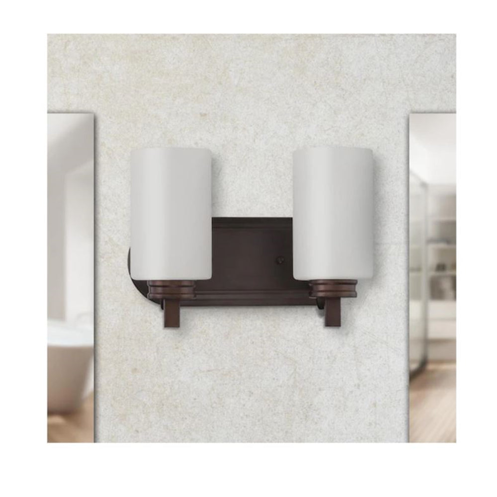 Sunset Lighting Dalton 2-Light Vanity 100W Opal Etched Glass With Provincial Bronze Finish F18012-64
