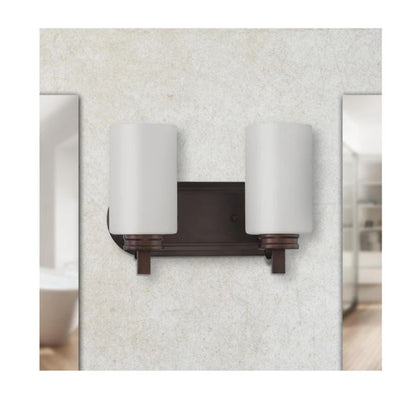 Sunset Lighting Dalton 2-Light Vanity 100W Opal Etched Glass With Provincial Bronze Finish F18012-64
