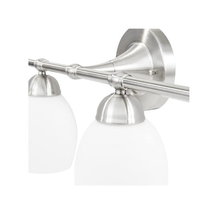 Sunset Lighting 4-Light Olen Vanity Opal Glass w/ Bright Satin Nickel Finish