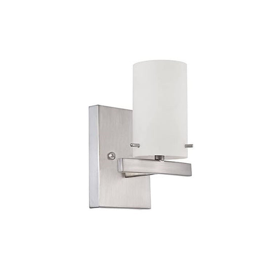 Sunset Lighting 1-Light Wall Boca Scone Opal Glass Dimmable Bright Satin Nickel Finish F2531-80