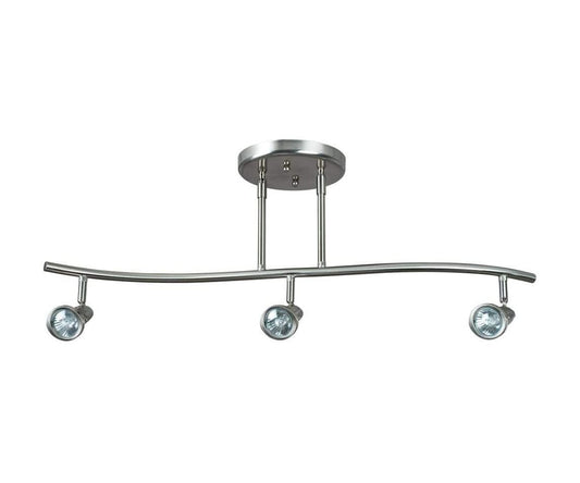 Sunset Lighting 3-Light Dual Stem Track Rail, 50W Bright Satin Nickel Finish GU10 Socket F2963-80