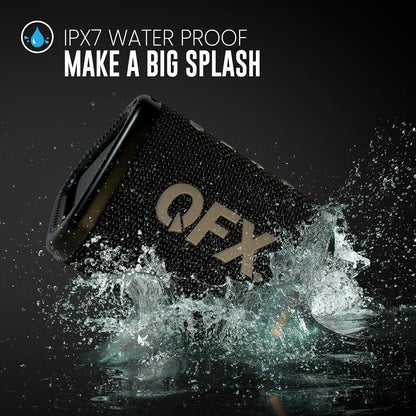 QFX BT-ZX0 Mini Speakers - IPX7 Waterproof Portable Bluetooth Speaker Black