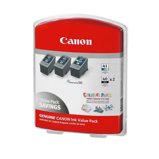 Canon 0615B016 PG-40/CL-41 Ink Tank Cartridge, Black/Tri-Color (3 pk.)