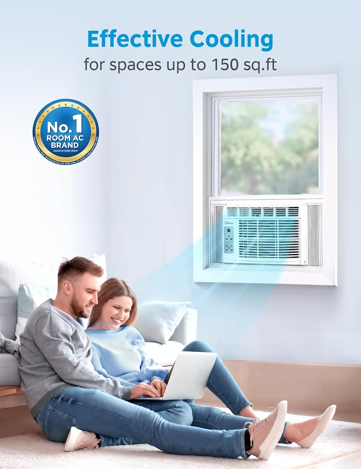 Midea 5,000 BTU Window Air Conditioner, Cools up to 150 Sq. Ft., Remote MAW05R1BWT-A