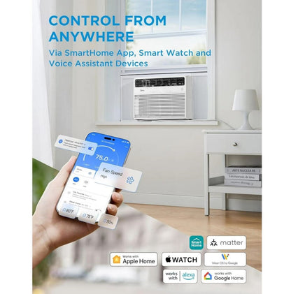 Midea MAW24S2VWT-A 24,000 BTU Smart Inverter Window AC Unit w/ APP, Remote, Cools up to 1,500 Sq Ft, White