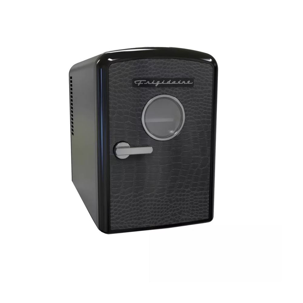 Frigidaire 9-Cans/6L Crocodile Retro Beverage Freestanding Mini Refrigerator EFMIS181-BLACK, Includes 110V home power cord & 12V DC car adapter