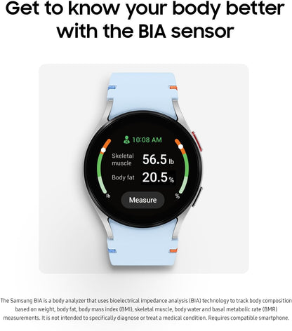 Samsung - Galaxy Watch FE Aluminum Smartwatch 40mm LTE with Blue Band Silver (2024) SM-R866UZSAXAA