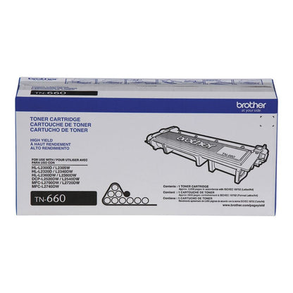 Brother TN660 High Yield Black Toner Cartridge Page Yield Up to 2,600 Pages