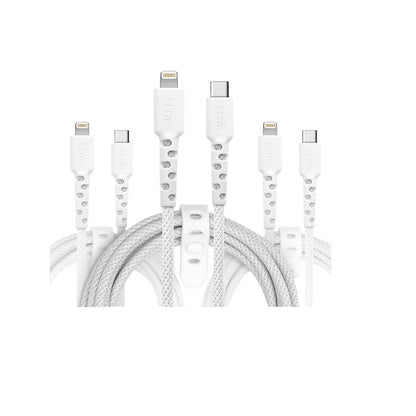 iHome TPE Durastrain Light-ning to USB-C Nylon Braided Charging Cable w/ Silicone Wrap, 3 pk. 2IHLC2290W0L2