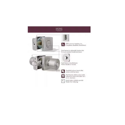 Ridgeway Satin Nickel Single Cylinder Door Knob Combo Pack with Square Rose BVX2D21SJYBVAXJ