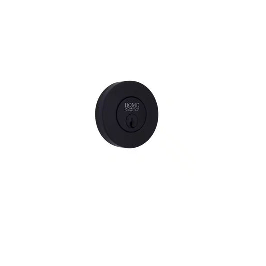 Round Matte Black Single Cylinder Deadbolt Featuring Dual Keyway DD1X91PXJ