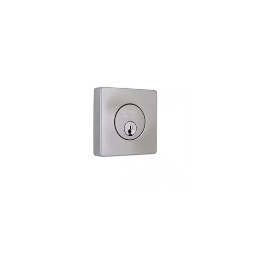 Square Satin Nickel Single Cylinder Deadbolt Featuring Dual Keyway DD2X21PXJ