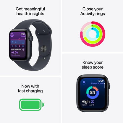 Apple Watch SE 3 (GPS) 44mm Midnight Aluminum Case Sport Band M/L (2025) MEHQ4LWA