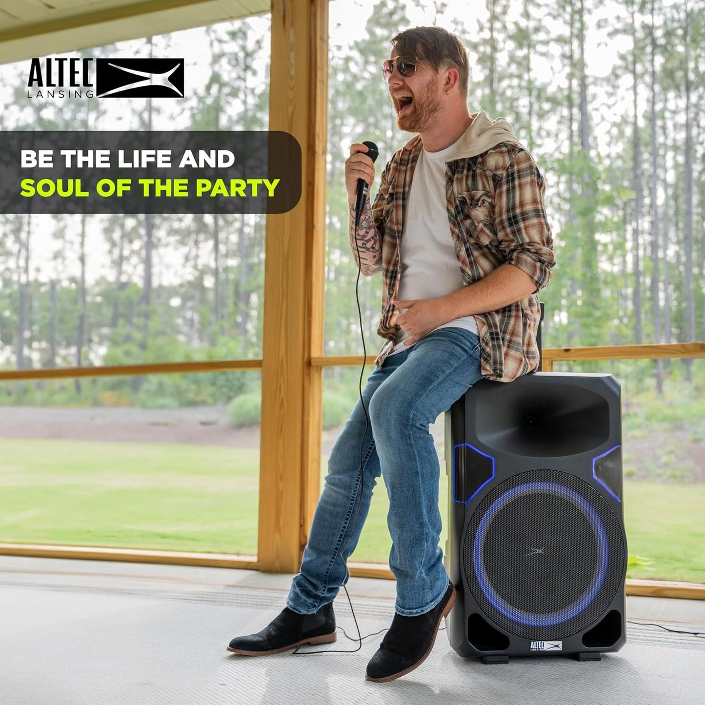 Altec Lansing Sound Rover Pro 650 PA Party Speaker with Lights (Mic & Stand Included) IMT8400-BLK