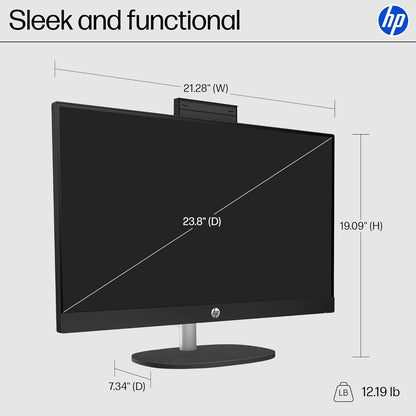 HP 23.8 inch Touch All-in-One Desktop PC AMD Ryzen 5 7520U 16GB 1TB SSD, Win 11 Home Jet Black B88DDAA#ABA
