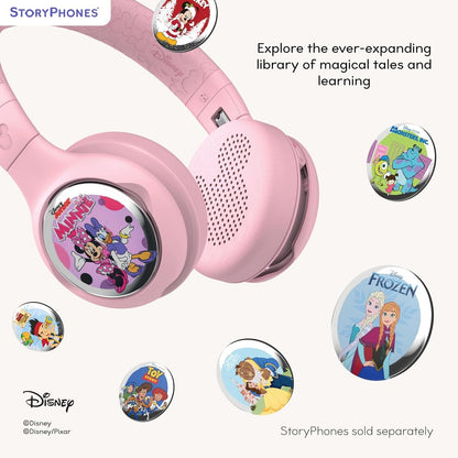 ONANOFF - StoryPhones Bluetooth Kids Folding On-Ear Storytelling Headphones with Mic, 20 Hours Play Time, Bundle - Pink