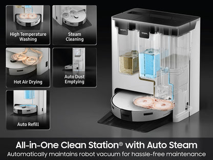 Samsung - Bespoke Jet Bot Combo Robot Vacuum & Mop with All-in-One Clean Station with Auto Steam - Satin Greige