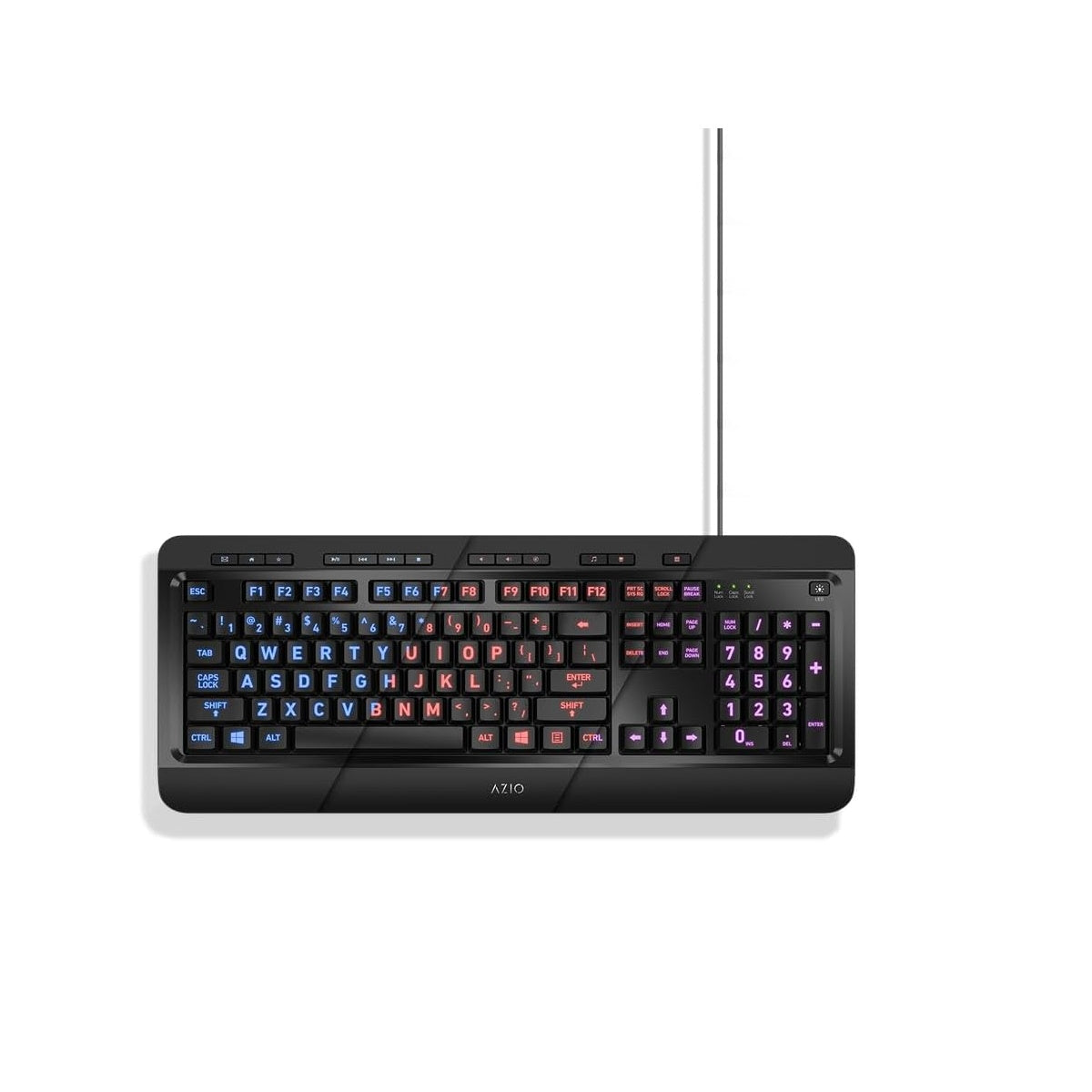 AZIO - KB505U Wired Full-size Wired Membrane with Back Lighting Keyboard - Black