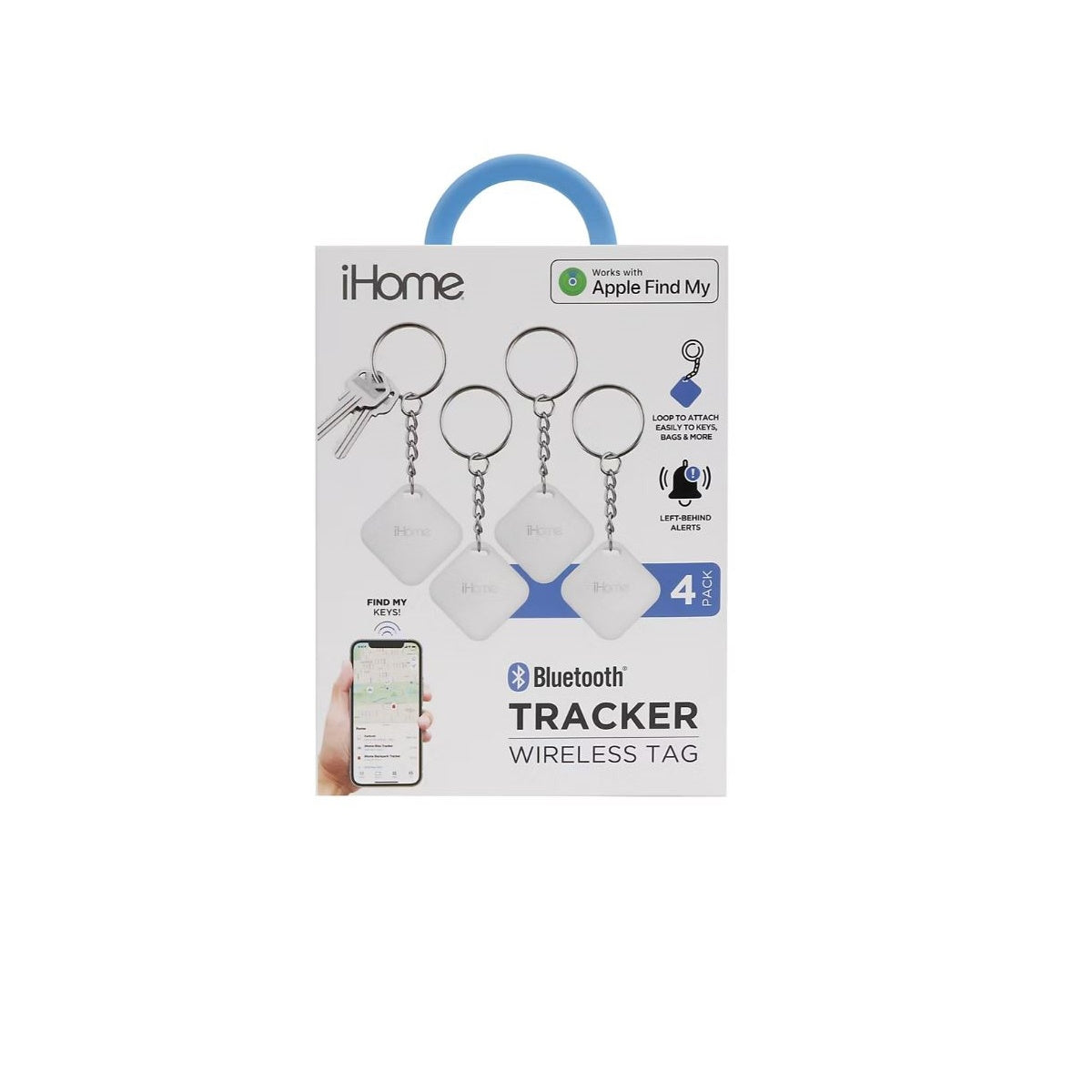 iHome 4-pack FindMy Bluetooth Tracker 2IHPA1014-WHT