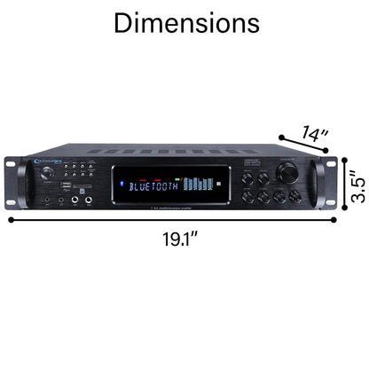 Technical Pro 2500 Watts Digital Hybrid Amplifier, Preamp/Tuner with USB and SD Inputs H2502URBT