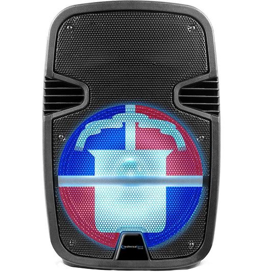 Technical Pro FLAG12DR 12" Rechargeable Bluetooth LED Party Speaker with Dominican Republic Flag