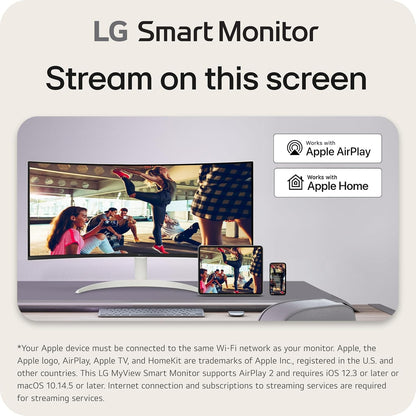 LG - 34" WQHD 100Hz 5ms Smart Monitor with HDR10 (HDMI, USB-A) - White 34SR60QC-W