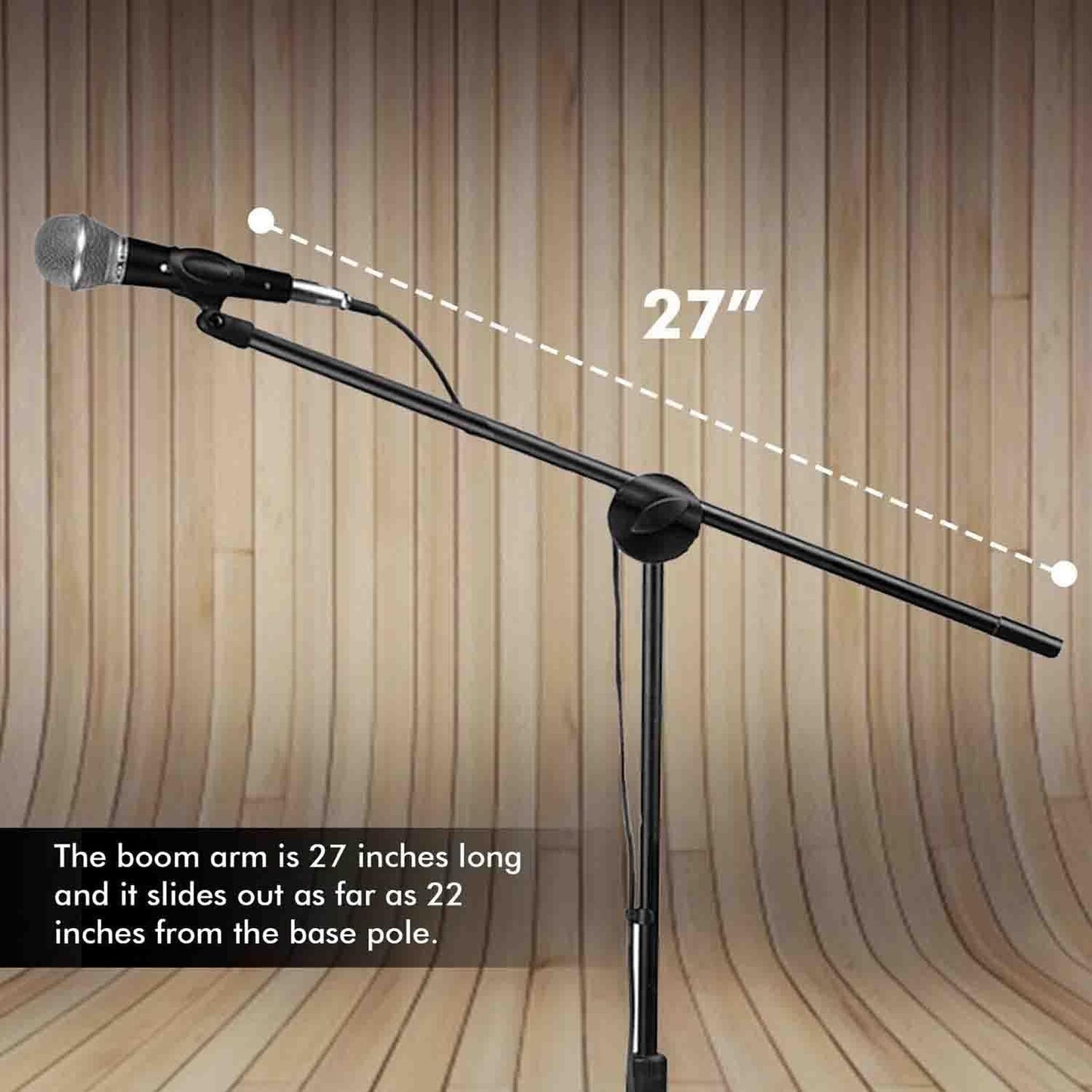 Technical Pro MC1ST Adjustable Tripod Boom Microphone Stand with Mic Included