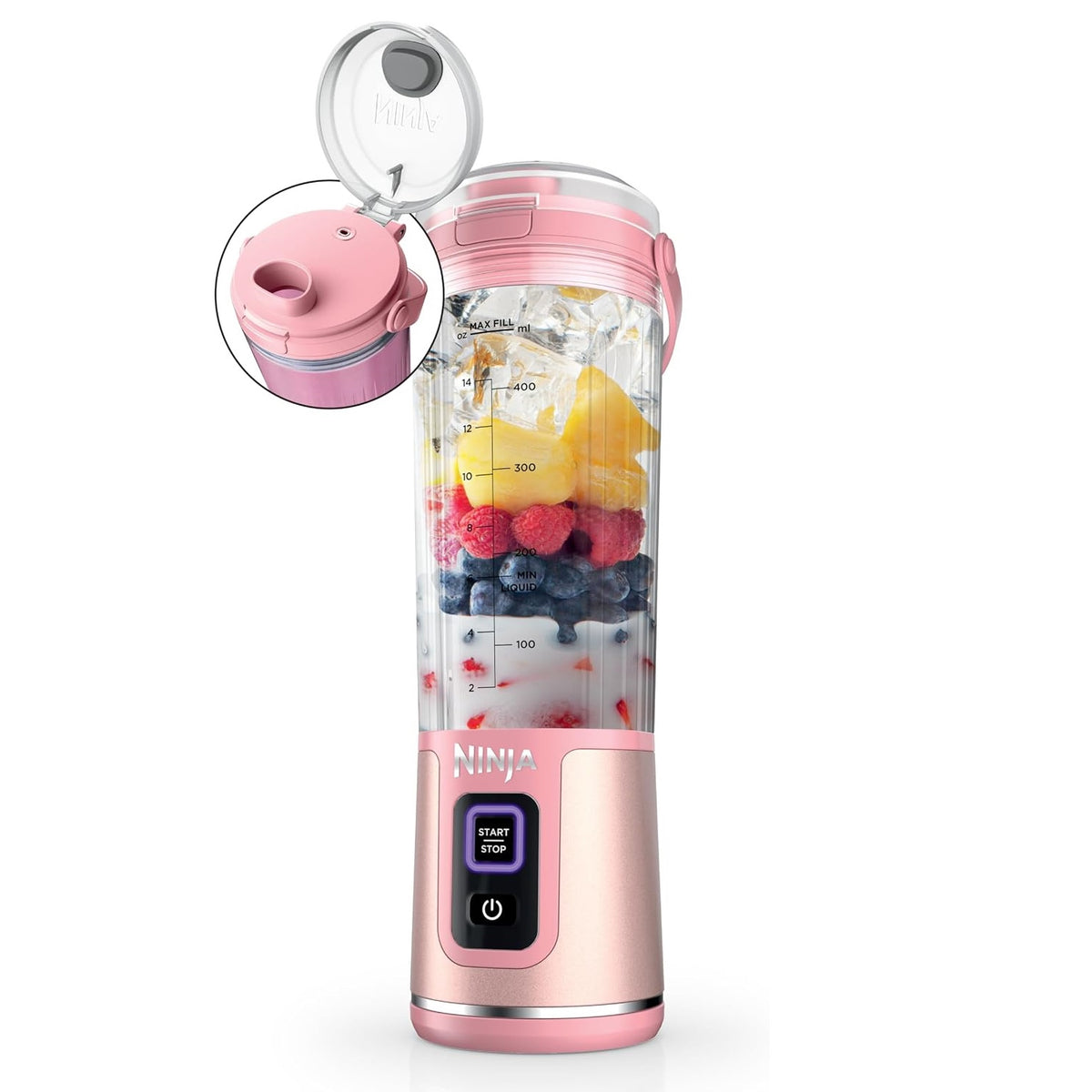 Ninja Blast Portable Blender Cordless 18oz Vessel Tinted Pink, BC151PK