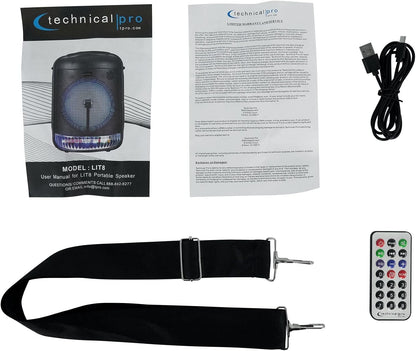 Technical Pro LIT8 Portable 8" Bluetooth LED Party Speakers w/Wireless Link Pair