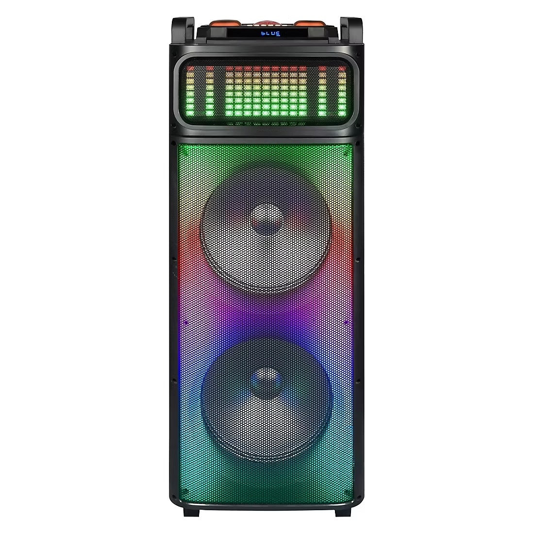 QFX Dual 12" Rechargeable Bluetooth Speaker System with Surround LED Party Lights & Graphic Display PBX-1260E