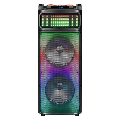 QFX Dual 12" Rechargeable Bluetooth Speaker System with Surround LED Party Lights & Graphic Display PBX-1260E