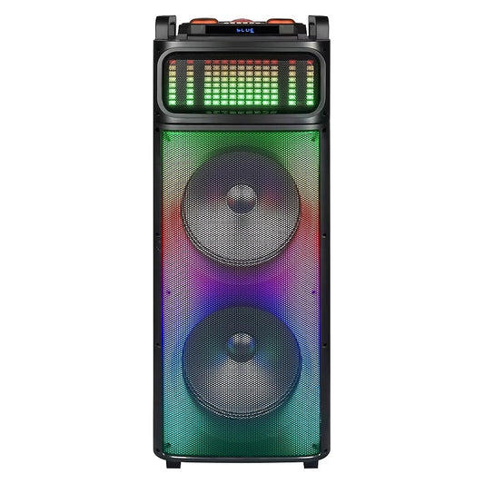 QFX Dual 12" Rechargeable Bluetooth Speaker System with Surround LED Party Lights & Graphic Display PBX-1260E