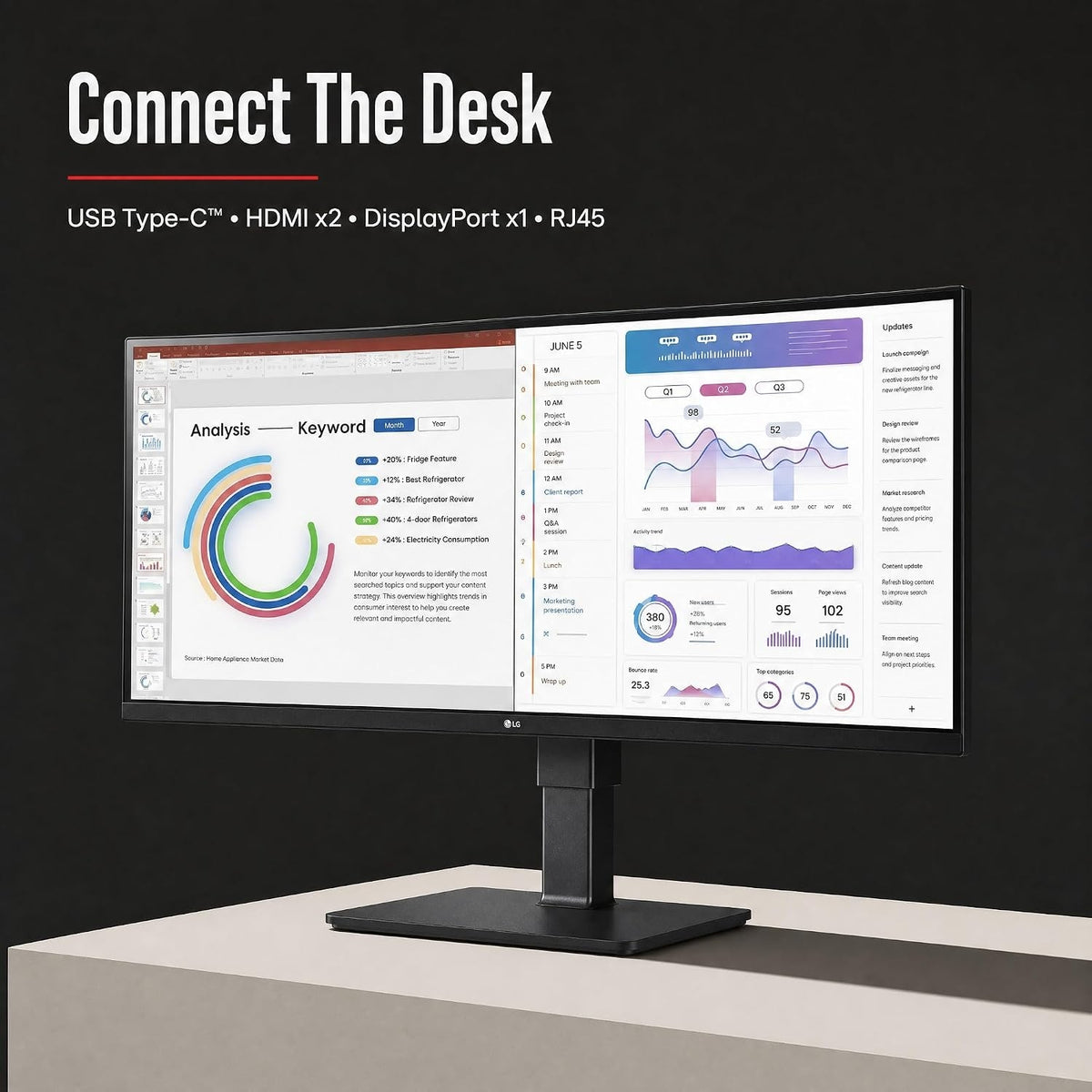 LG - 34" 21:9 1440p 60Hz UltraWide Curved Monitor - Black 34BQ77QE-B