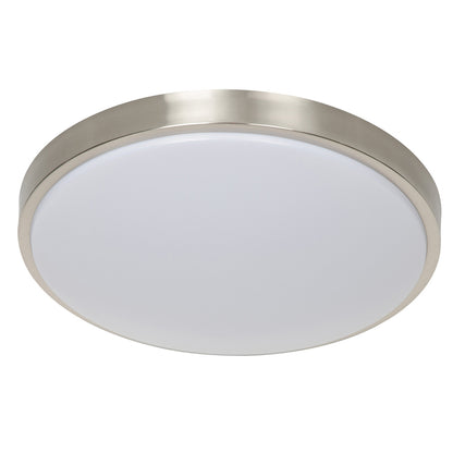 Sunset Lighting 14" LED Flush Mount 24W Acrylic Lens, Dimmable w/ Bright Satin Nickel F7284-80-3K