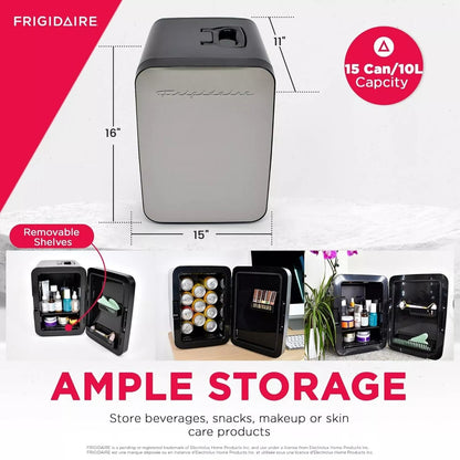 Frigidaire Portable 10L 15-can Mini Fridge Brushed Stainless Rugged Refrigerator, EFMIS183-SS