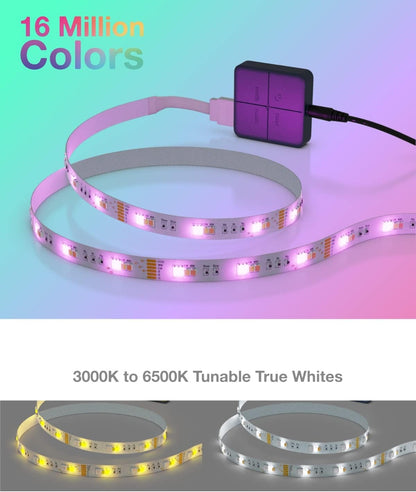 Brevo Bluetooth Mesh Smart LED Strip Light - 5m/ 16.4ft, 3000k to 6500k Tunable White, App-Enabled, Music Sync -  JDW6CR36W